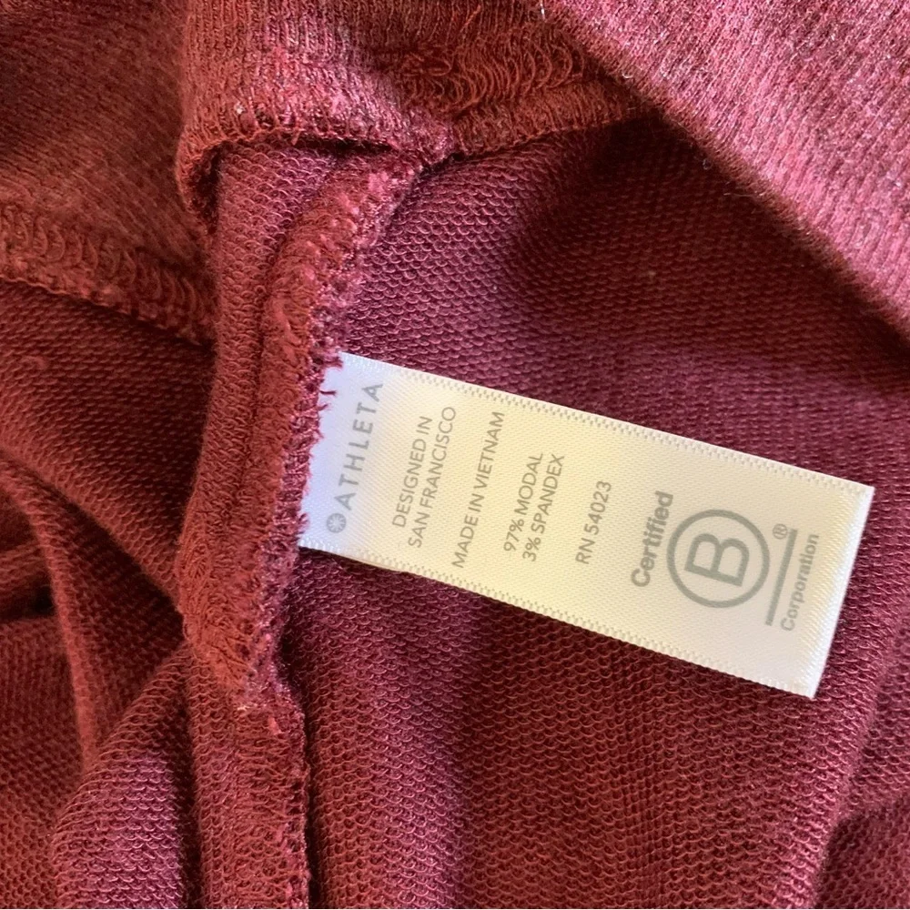 Athleta Sweatshirt Style Midi Dress‎ Size M/T Burgundy - Picture 3 of 6